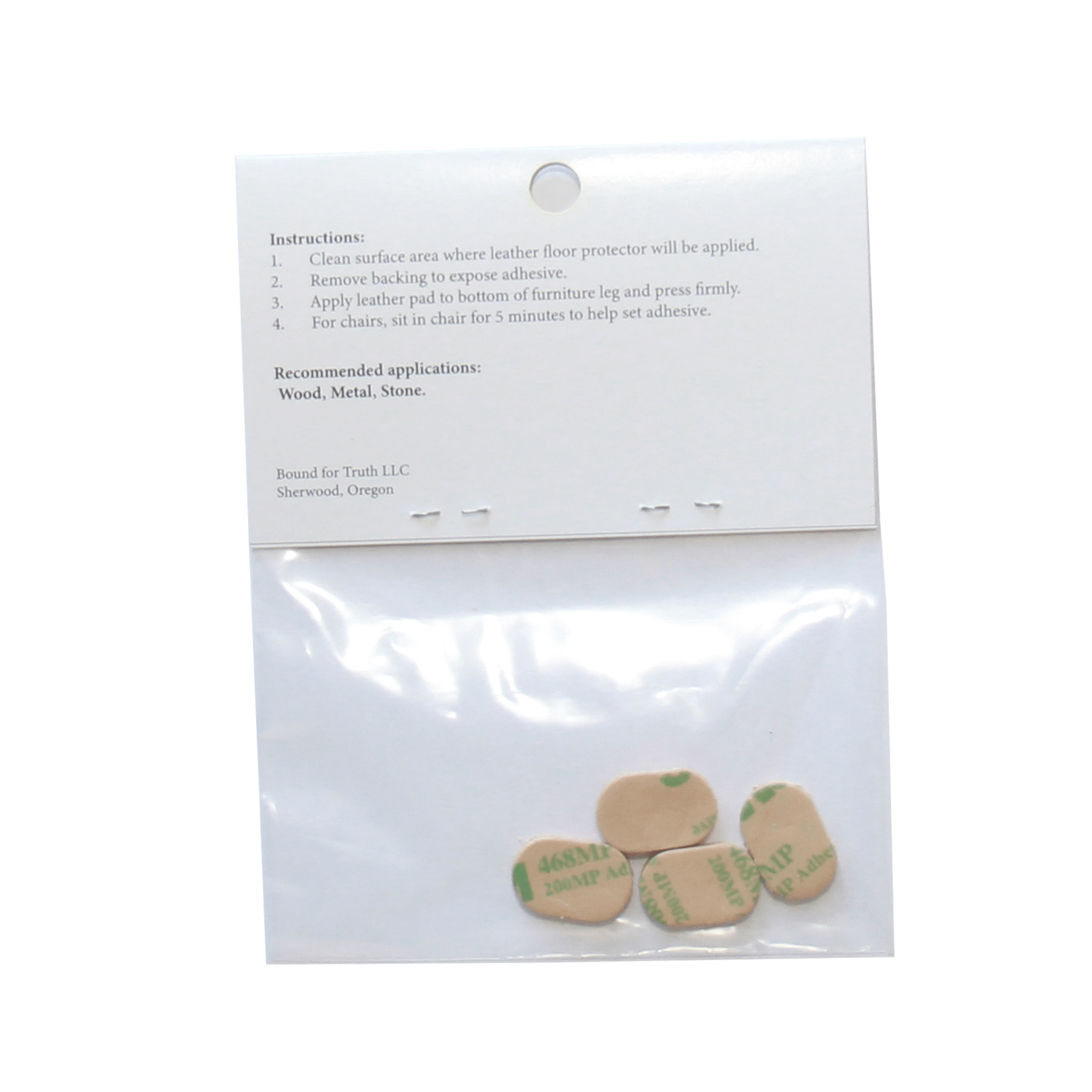 0.8" x 0.5″ Pill Shape USA-Made Leather Floor Protector Pads (4-Pack)