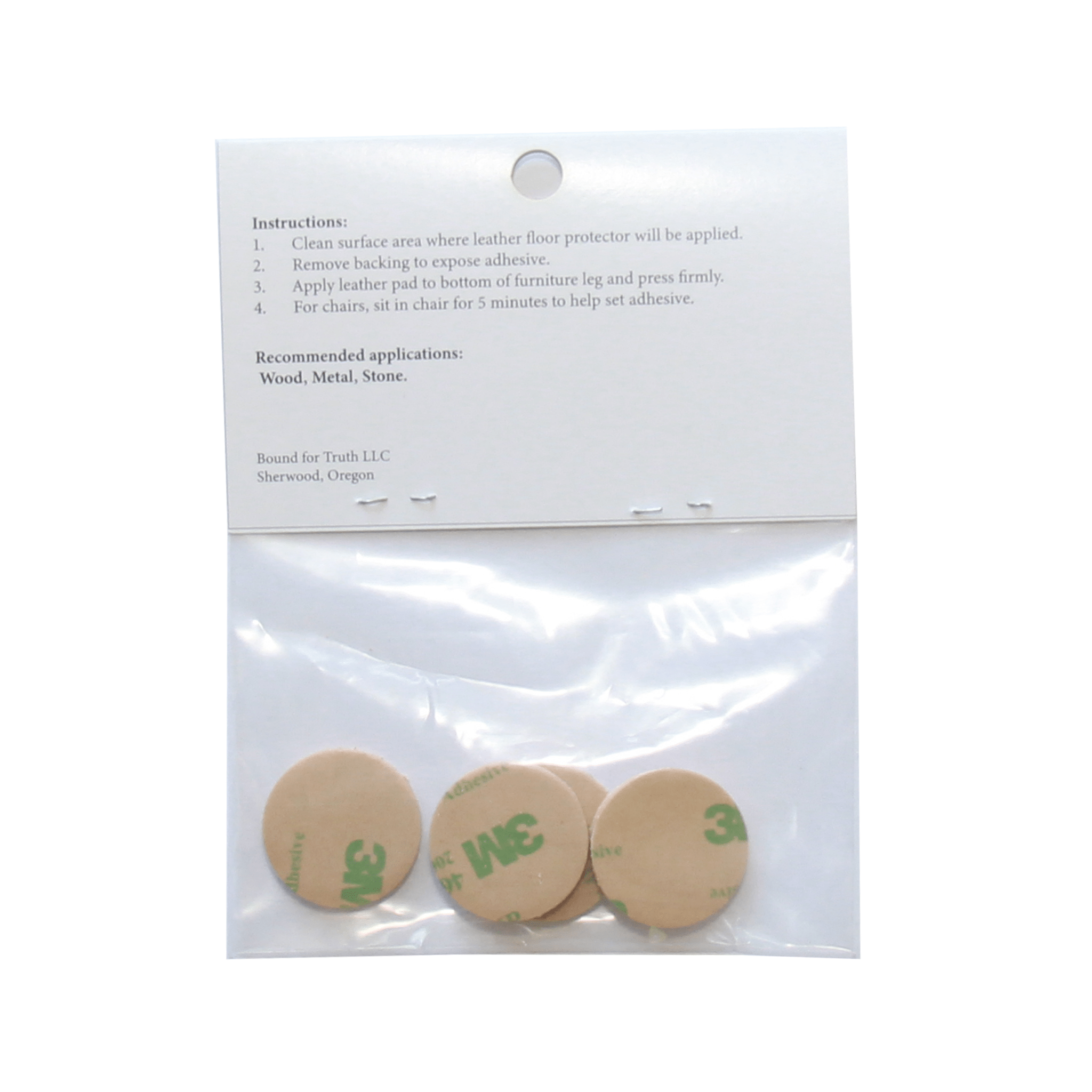 1″ Round USA-Made Leather Floor Protector Pads (4-Pack)
