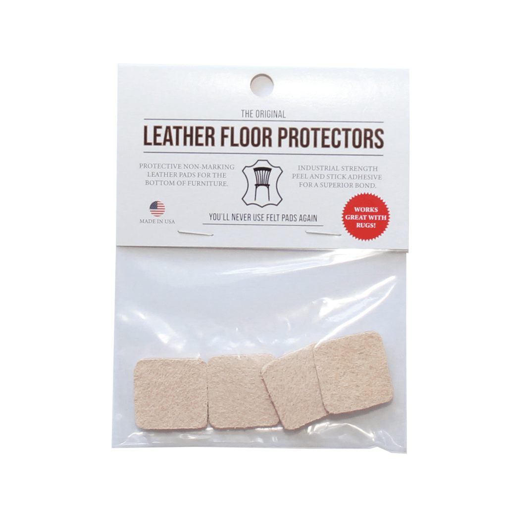 1″ Square USA-Made Leather Floor Protector Pads (4-Pack)