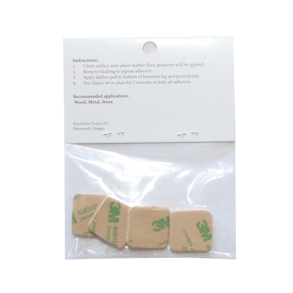 1″ Square USA-Made Leather Floor Protector Pads (4-Pack)