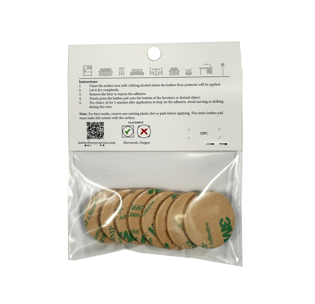 1.25” Round USA-Made Leather Floor Protector Pads (8-Pack)