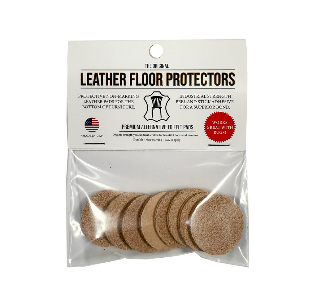 1.25” Round USA-Made Leather Floor Protector Pads (8-Pack)