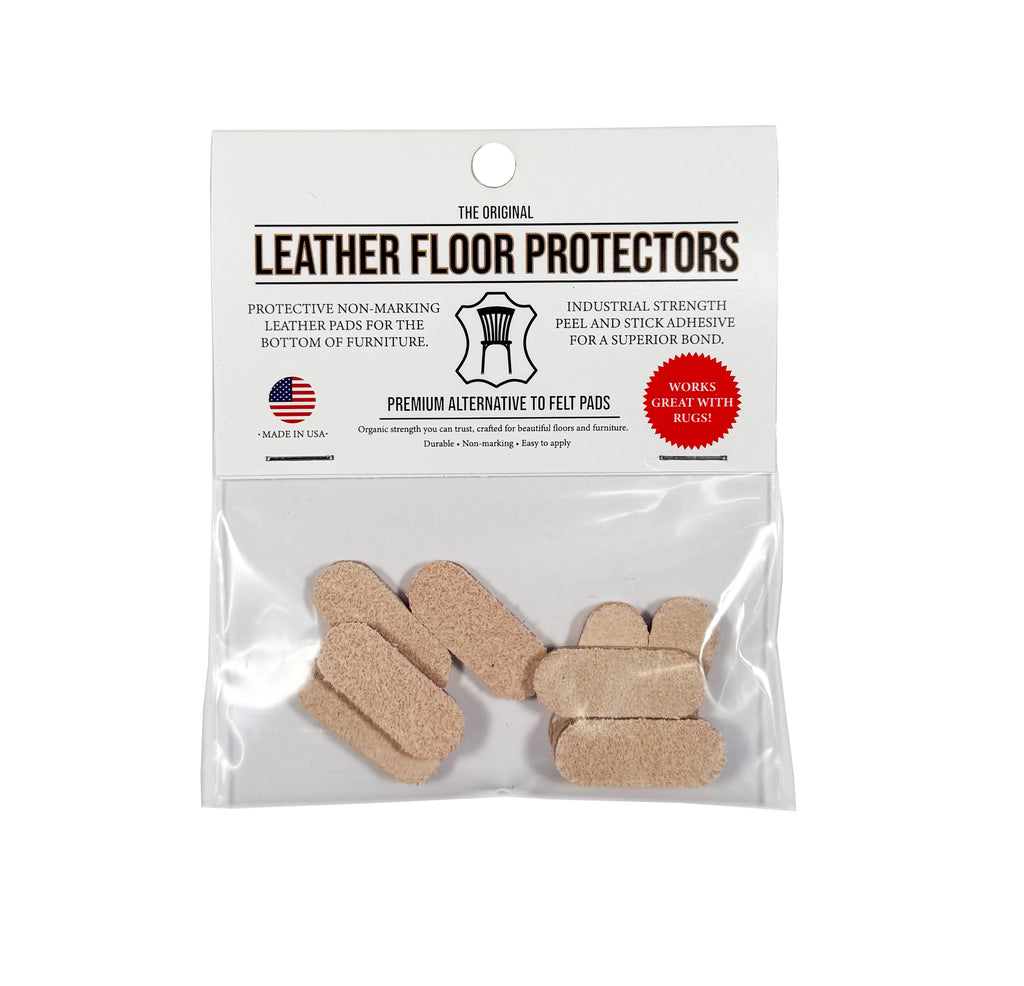 Leather Floor Protectors for Oval & Narrow Legs - 1.2" x 0.5" Pill Shape USA-Made Vegetable Tanned Pads (8-Pack)