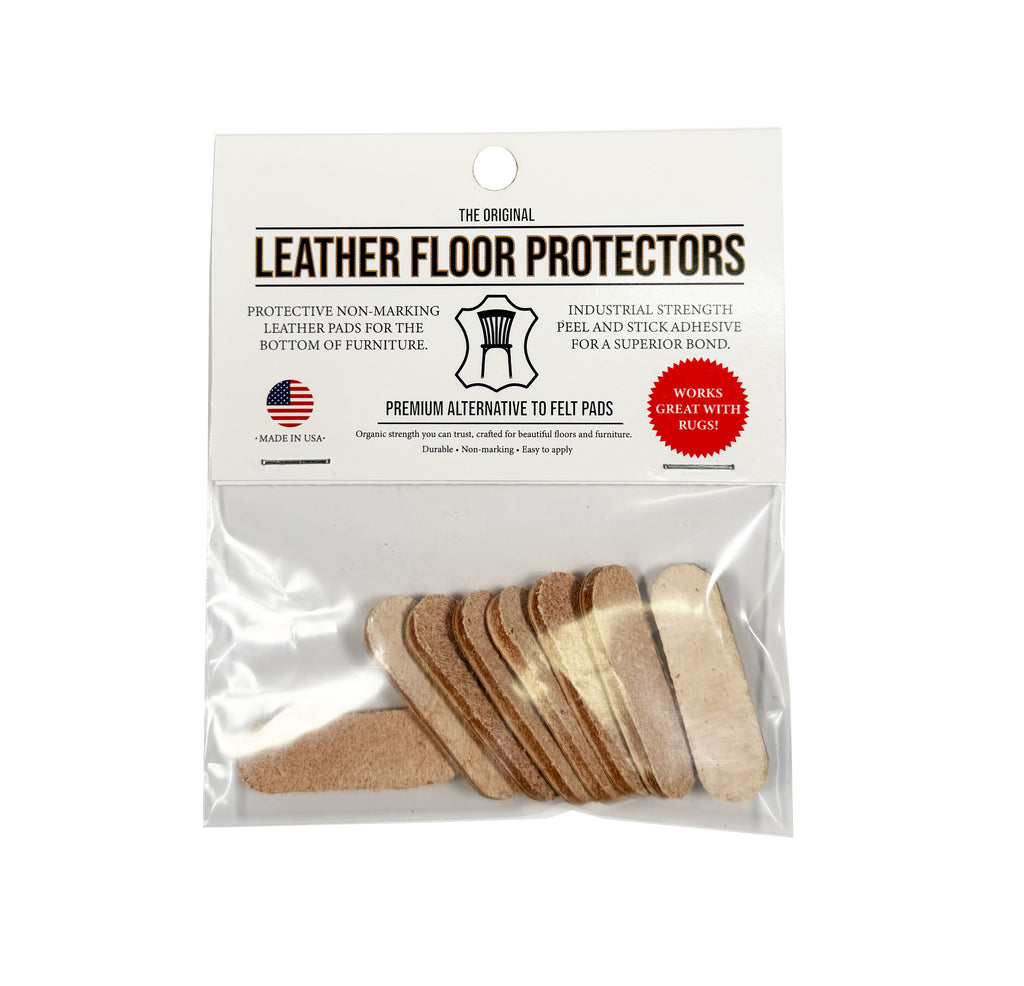 1.4" x 0.5″ Pill Shape USA-Made Leather Floor Protector Pads (8-Pack)