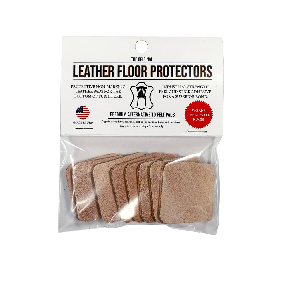1.5″ Square USA-Made Leather Floor Protector Pads (8-Pack)
