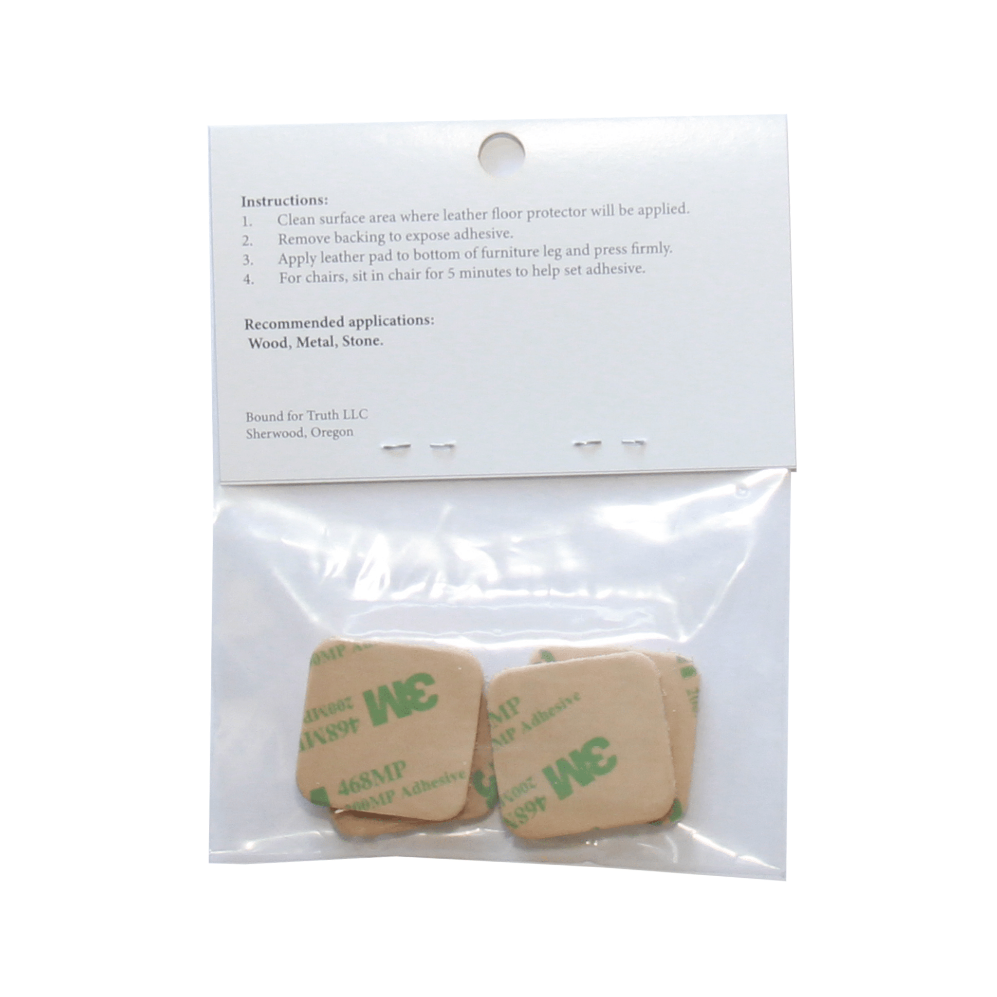 1.2″ Square USA-Made Leather Floor Protector Pads (4-Pack)