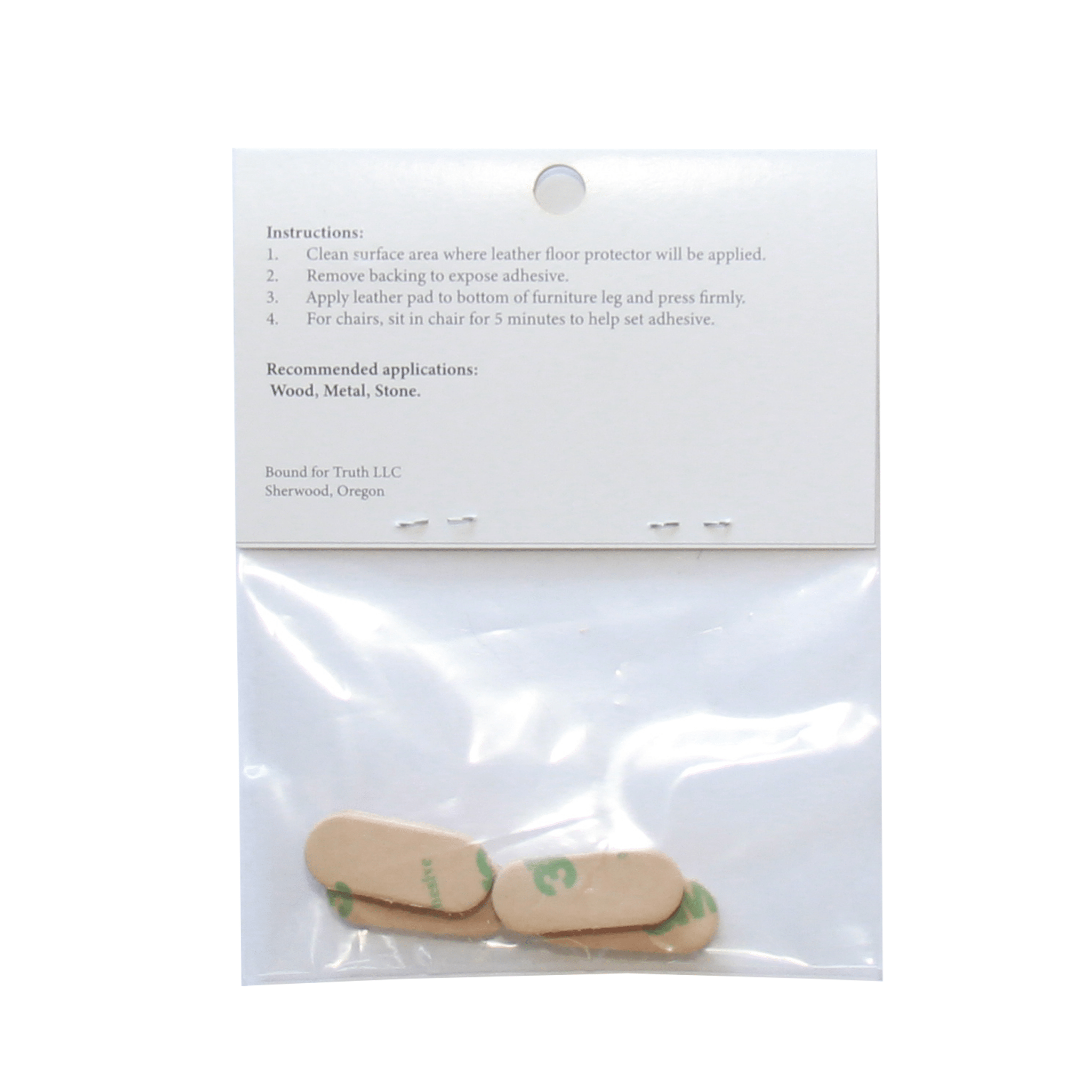 1.2" x 0.5″ Pill Shape USA-Made Leather Floor Protector Pads (4-Pack)