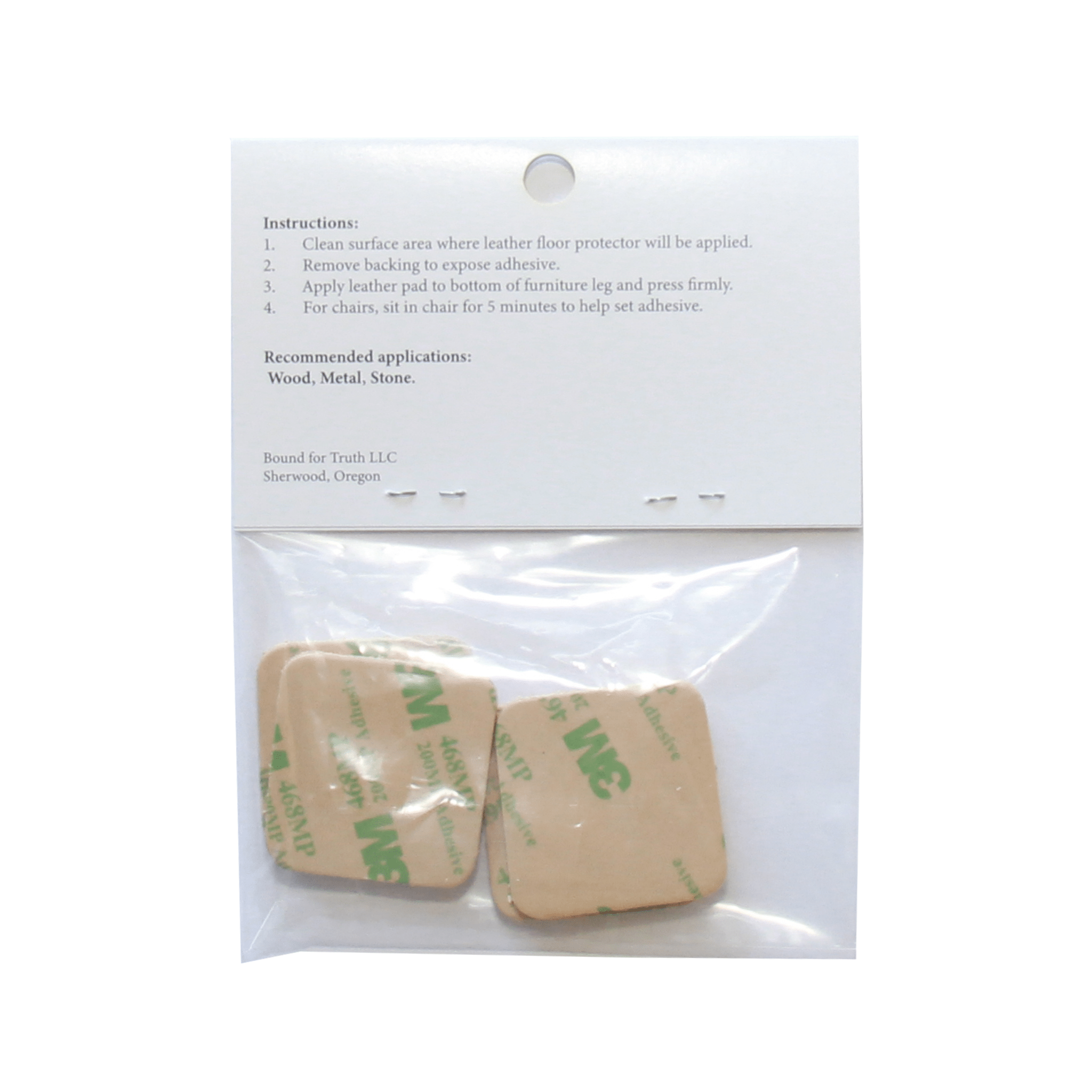1.4″ Square USA-Made Leather Floor Protector Pads (4-Pack)