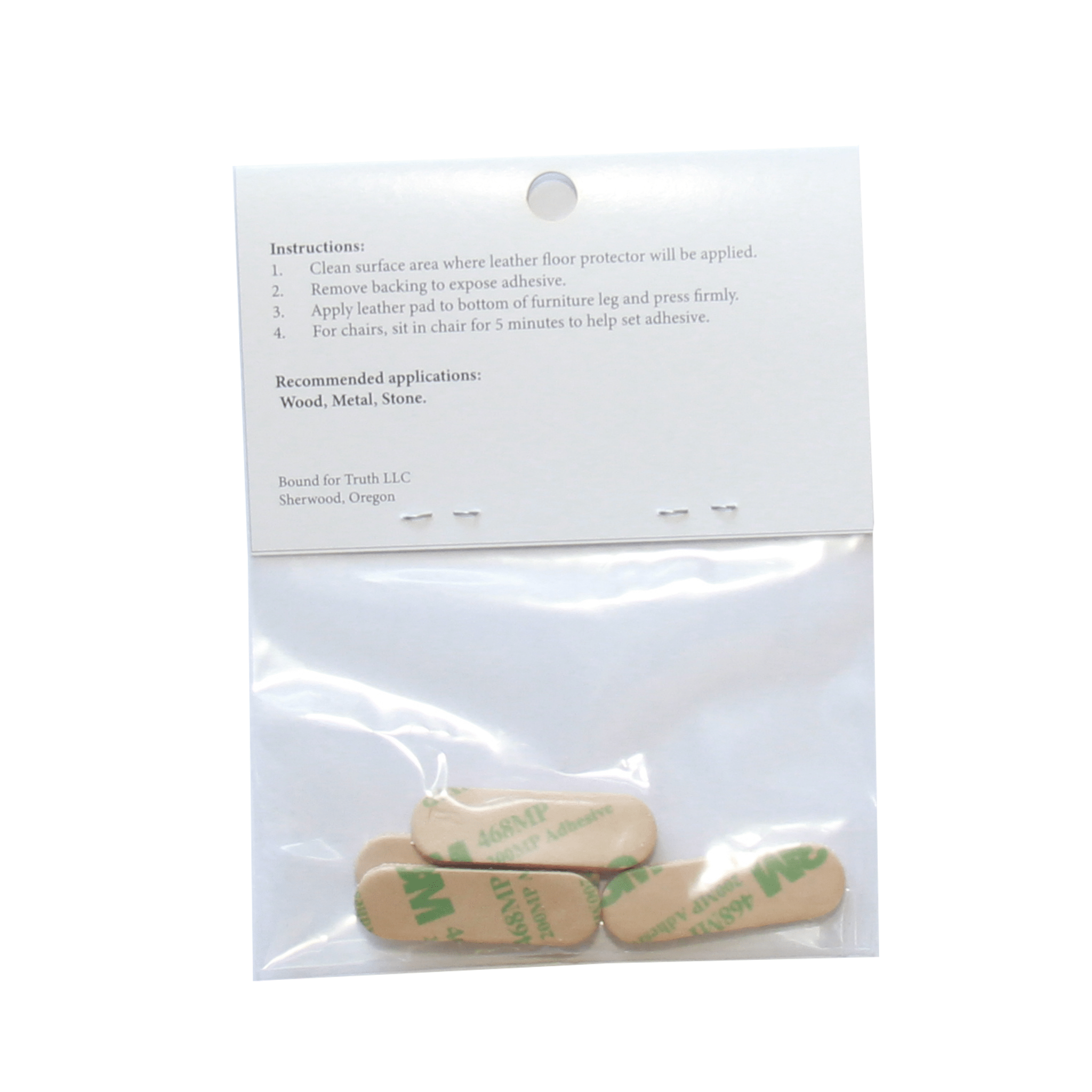 1.4" x 0.5″ Pill Shape USA-Made Leather Floor Protector Pads (4-Pack)