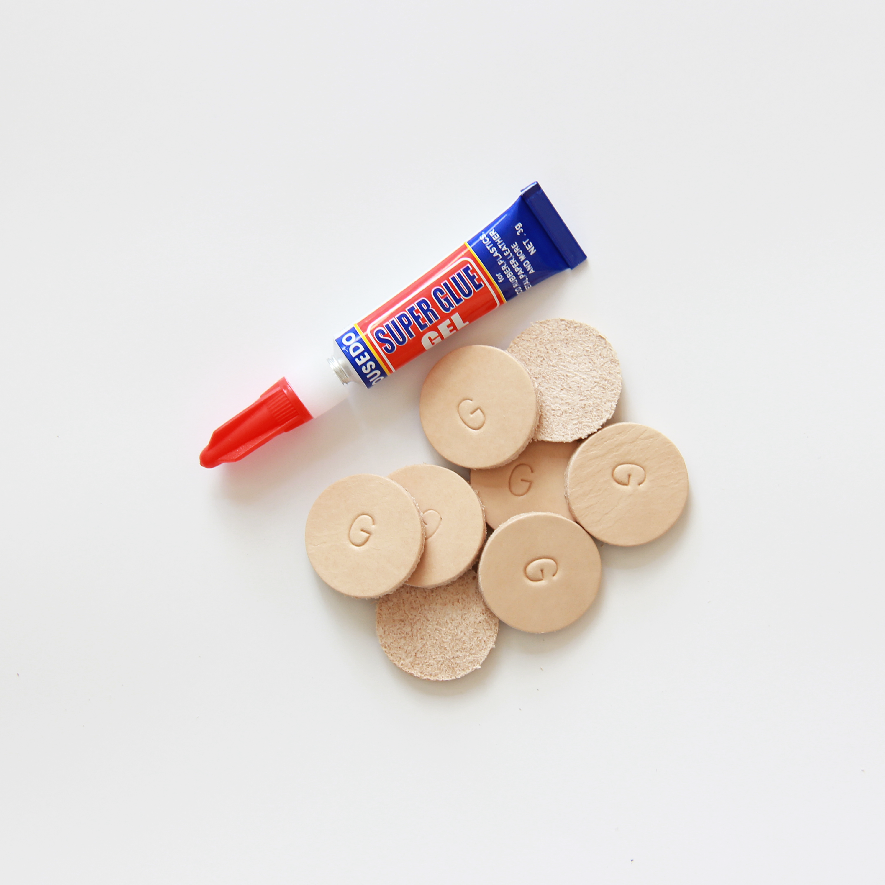 Glue-On Leather Floor Protectors for Furniture and Chairs - 1" Round USA-Made Vegetable Tanned Pads for Hardwood Floors (8-Pack)