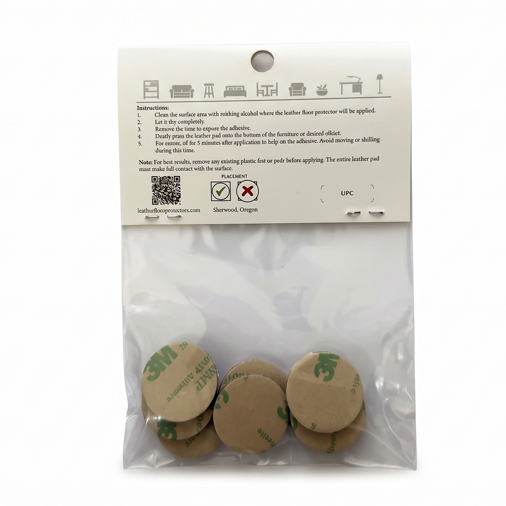 EASY SLIDE - Leather Floor Protectors for Furniture and Chairs - 1" Round USA-Made Vegetable Tanned Pads for Hardwood Floors (8-Pack)