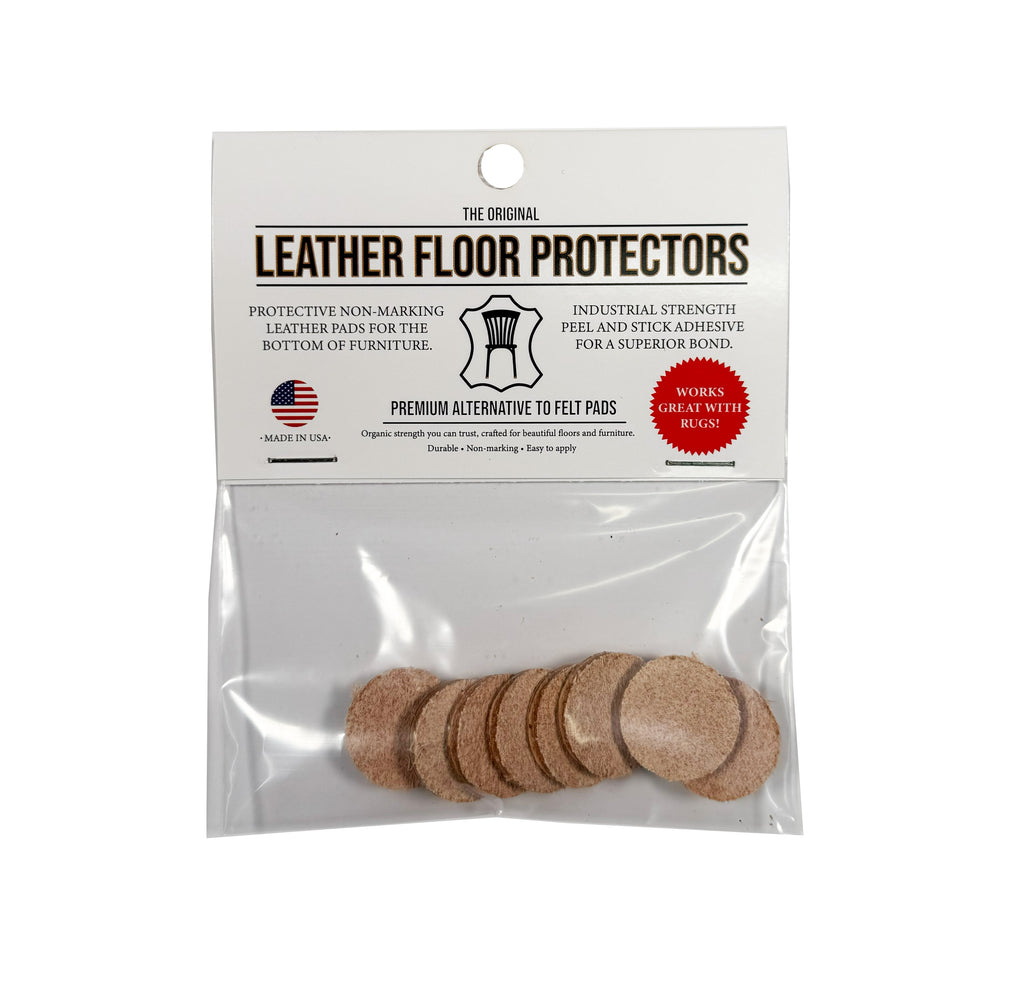 Leather Floor Protectors for Chairs & Stools - 3/4" Round USA-Made Vegetable Tanned Pads (8-Pack)